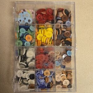 Multi-Color Button Lot With Storage Container